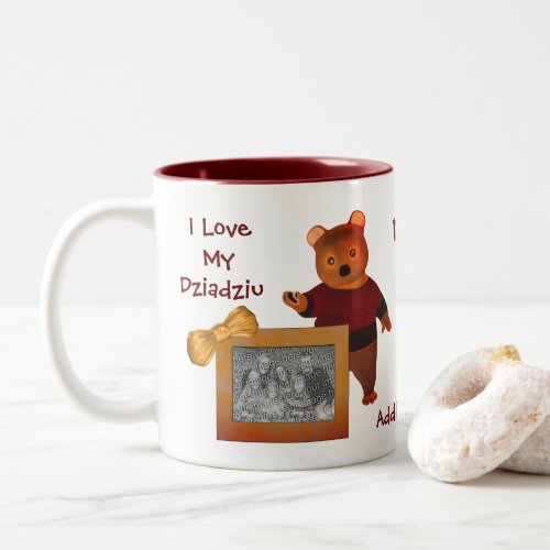 Love My Dziadziu Cute Bear Polish Grandfather Two_Tone Coffee Mug