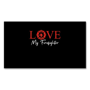Love My Firefighter Fireman Wife Girlfriend Couple Business Card Magnet
