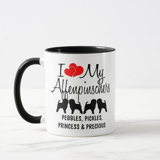 Love My FOUR Affenpinscher Dogs Mug (Left)