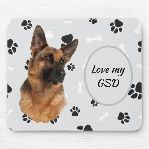 Love My German Shepherd Dog Pawprint Mouse Pad