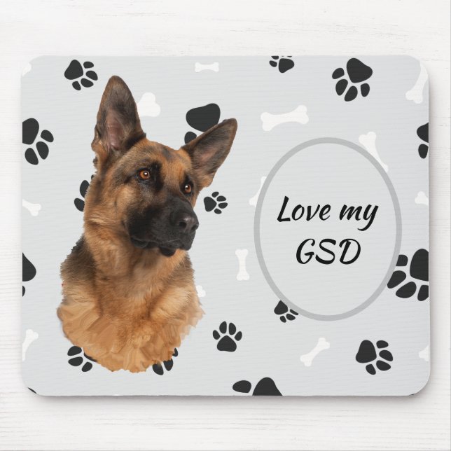 Love My German Shepherd Dog Pawprint Mouse Pad (Front)