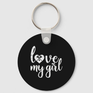 Love My Girl Lacrosse Lax Player Mom Dad Boyfriend Keychain