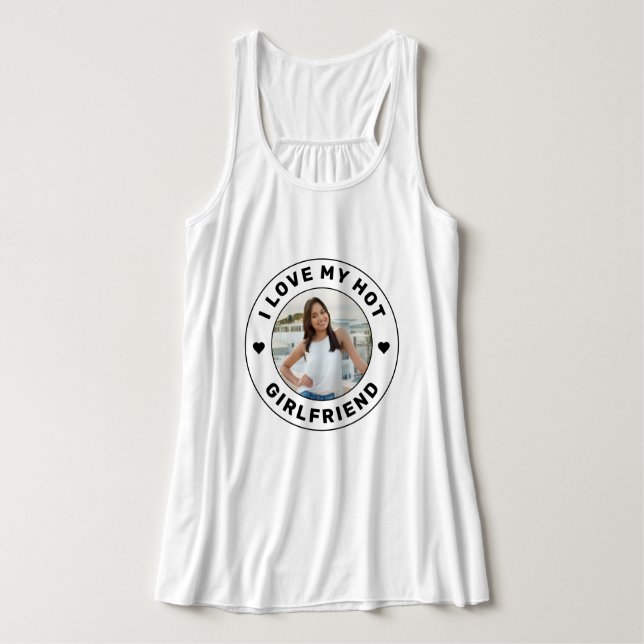 Love My Girlfriend Photo Black White Personalized Tank Top (Design Front)