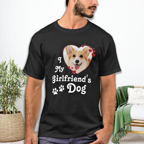 Love My Girlfriends Dog Funny Custom Heart Photo  T_Shirt