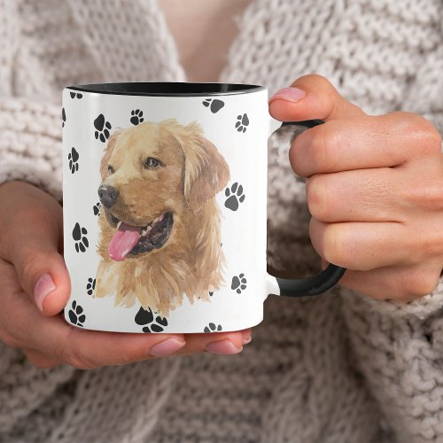 Love My Golden Retriever Dog Pawprint Mug
