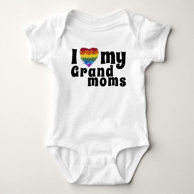 Love my Grand moms-heart shape Pride flowers Baby Bodysuit (Front)