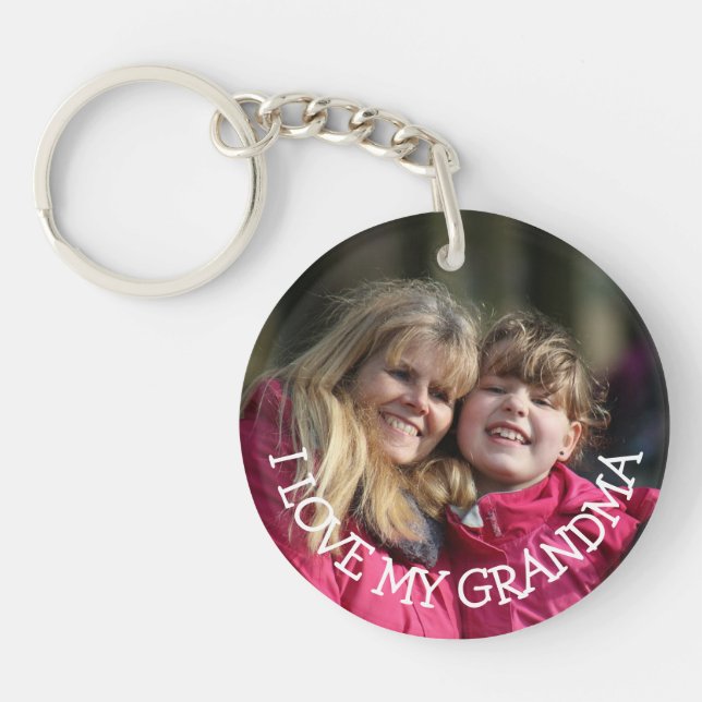 Love My Grandma Personalized Photo Key Chain (Front)