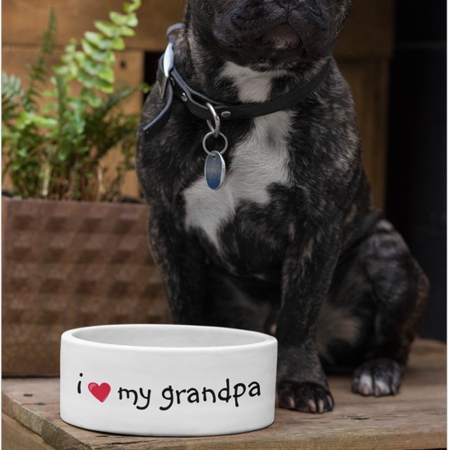 Love my Grandpa Food Funny Humor Dog Pet Bowl (Creator Uploaded)