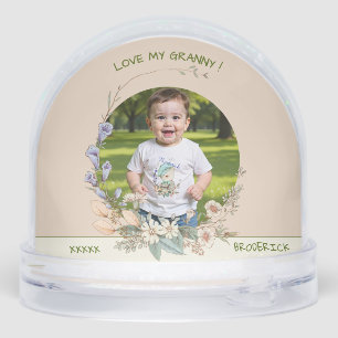 Love My Granny Watercolor Flower Wreath  Foto Snow Globe