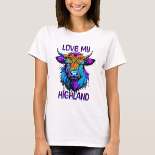 Love my Highland Cows Cyberpunk Style Art T-Shirt