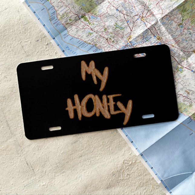 Love - My Honey In Cookie Letters License Plate (In Situ)