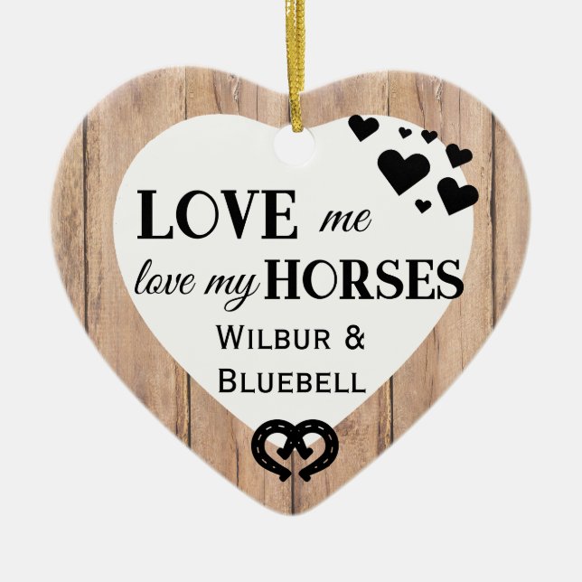 Love my Horse Rustic Ceramic Ornament (Front)