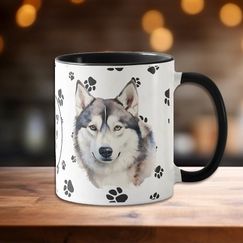 Love My Husky Dog Pawprint Mug