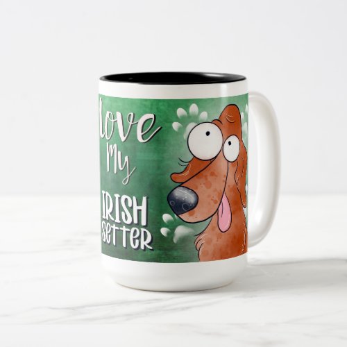 Love My Irish Setter Cartoon Two_Tone Coffee Mug