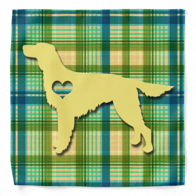 Love My Irish Setter Puppy Dog Tartan Plaid Bandana (Front)