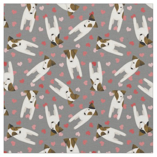 Love my Jack Russell Terrier dogs hearts ANY color Fabric