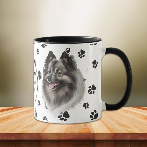 Love My Keeshond Dog Pawprint Mug