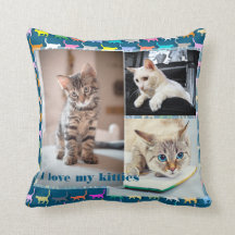 Love My Kitties Customize 3 Photos Cat Print