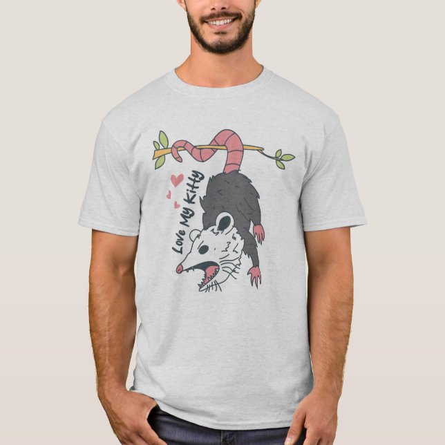 Love My Kitty - Funny Opossum T-Shirt (Front)