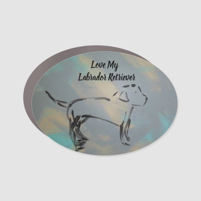 Love My Labrador Retriever Oval Car Magnet (Front)