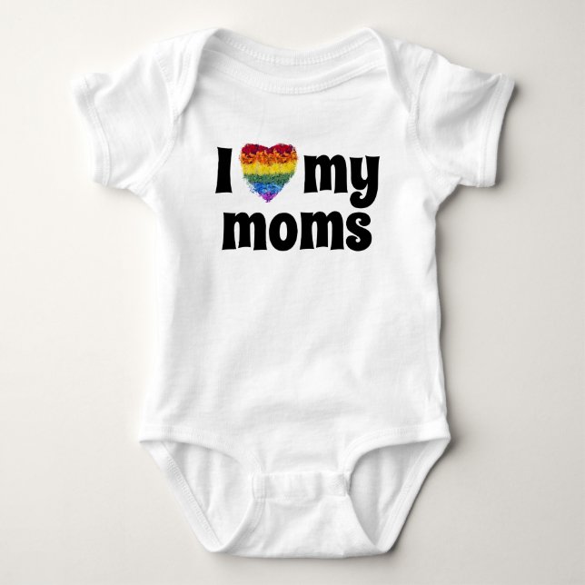 Love my moms-heart shape Pride flowers Baby Bodysuit (Front)