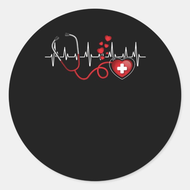 Love My Nurse, Happy Valentine's Day Classic Round Sticker (Front)