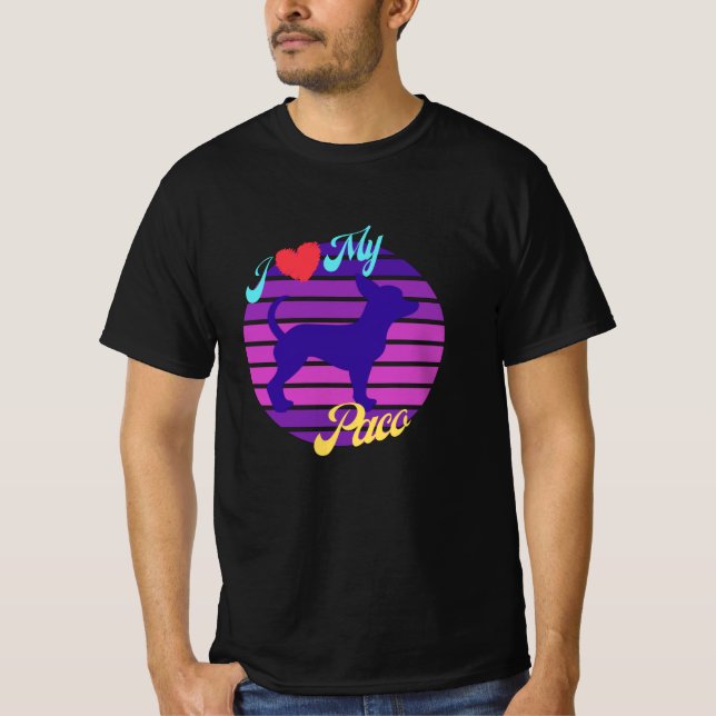 Love My Paco Chihuahua Dog Retro Sunset T-Shirt (Front)