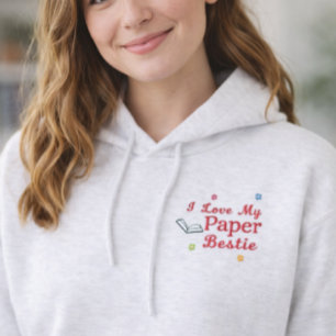 love my Paper bestie Bookish embroidered Hoodie