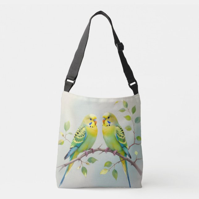 Love my parakeets  crossbody bag (Front)