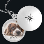 Love My Pet Dog Photo Template Locket Necklace<br><div class="desc">Pet lovers personalized photo template  with custom name,  ideal for a cat or dog mom and easy to customize with your pets name.</div>