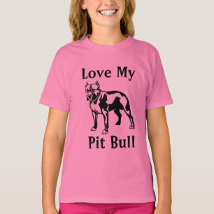 Love My Pit Bull Girls Baby Doll Fitted Tee Shirt