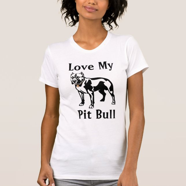 Love My Pit Bull Ladies Tank  Top Tee Shirt (Front)