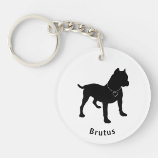 Love My Pittie Customizable Dbl Sided Keychain