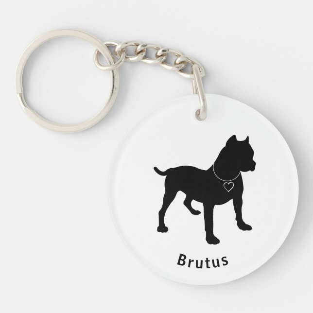 Love My Pittie Customizable Dbl Sided Keychain (Front)