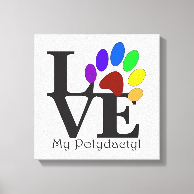 LOVE My Polydactyl Cat Art Canvas Print (Front)