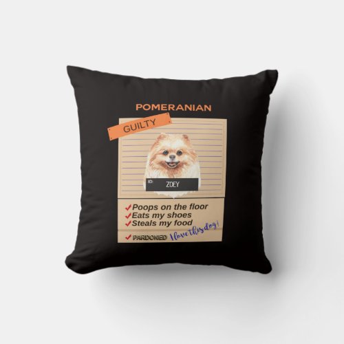 Love My Pomeranian Despite Bad Habits Funny       Throw Pillow