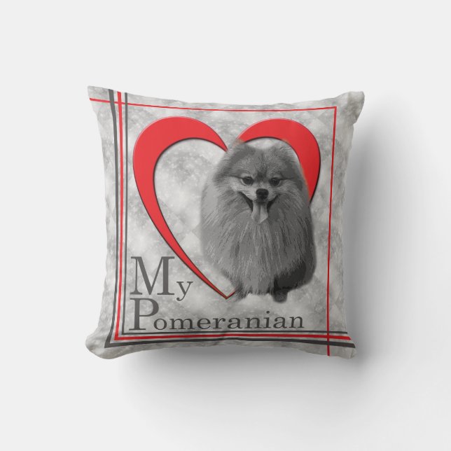 Love My Pomeranian Throw Pillow (Front)