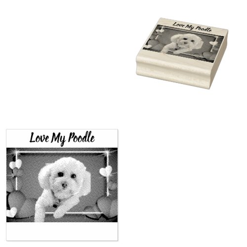 Love My Poodle Wooden  Rubber Stamp