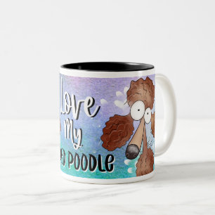 Love My Red Poodle Cartoon 11oz Two-Tone Coffee Mug