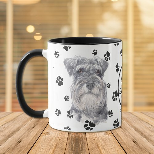 Love My Schnauzer Dog Pawprint Mug