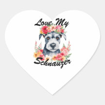 Love My Schnauzer Flowers Pink Red Yellow Peach Wh
