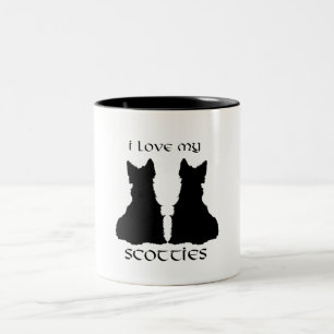 Love My Scotties Silhouette Two-Tone Coffee Mug