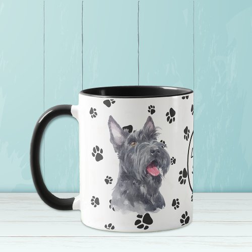 Love My Scottish Terrier Dog Pawprint Mug