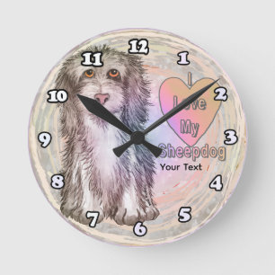 Love My Sheepdog Round Clock