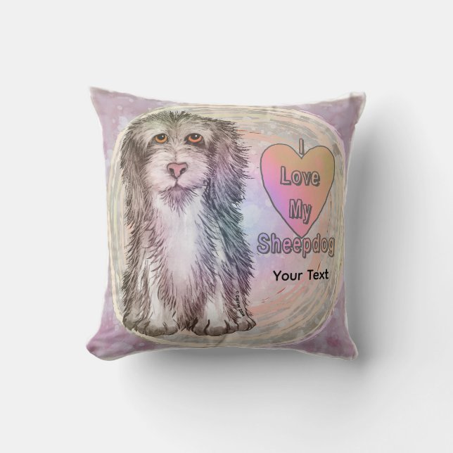 Love My Sheepdog Throw Pillow (Front)