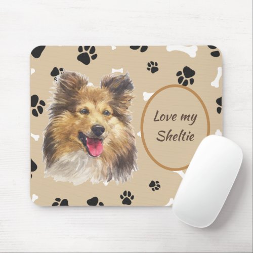 Love My Shetland Sheepdog Pawprint Mouse Pad