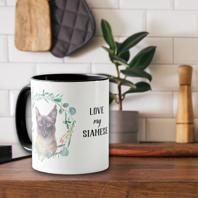 Love My Siamese Cat Wreath Coffee Mug (Creator Uploaded)