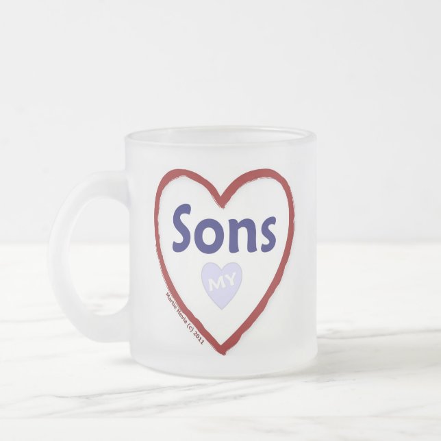 Love My Sons Frosted Glass Coffee Mug (Left)