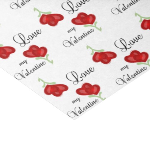 Love my Valentine Red Heart Flowers Tissue Paper