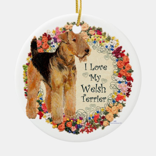 Love My Welsh Terrier Ceramic Ornament (Front)